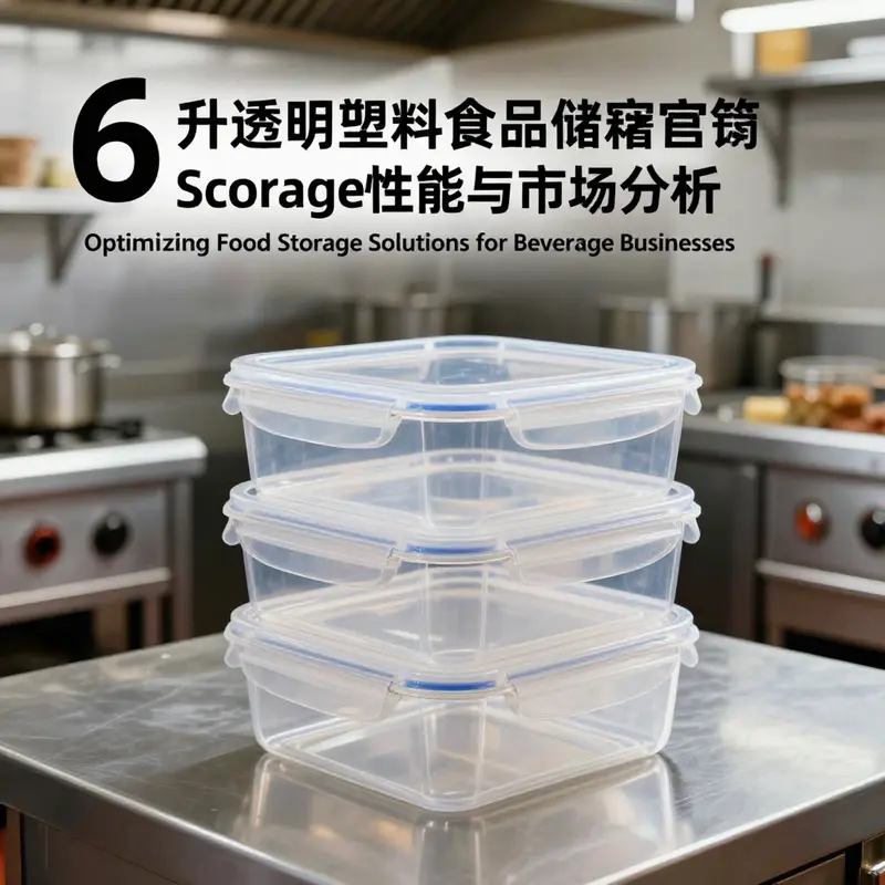 A durable 6L transparent plastic food storage container demonstrates its effectiveness in a bustling kitchen environment.