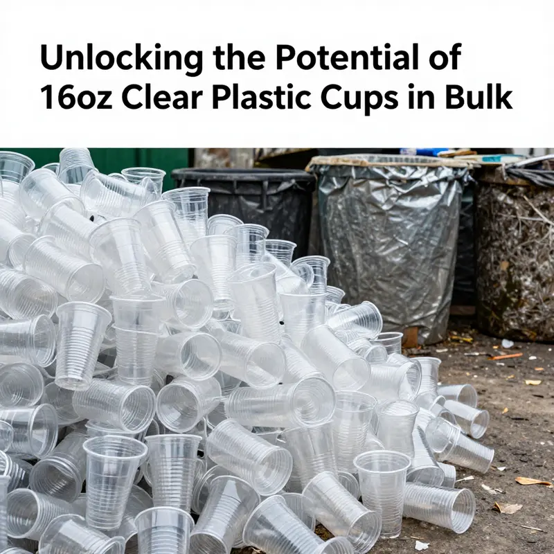 An array of 16oz clear plastic cups in a bustling cafe setting, showcasing their popularity in beverage service.