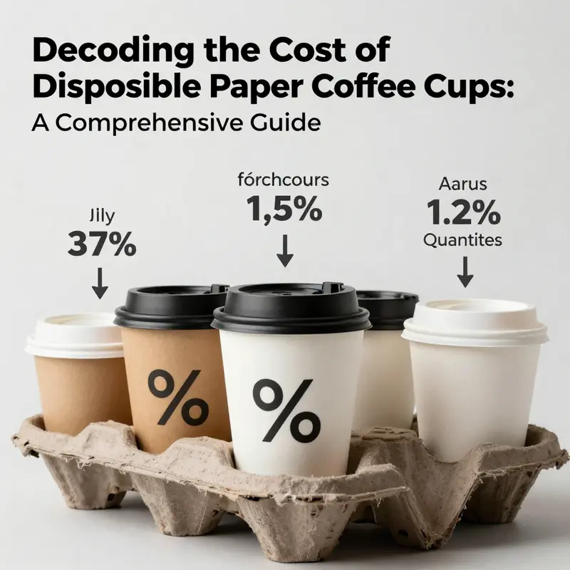An infographic detailing bulk pricing for disposable paper coffee cups, indicating cost variations across different quantity thresholds.