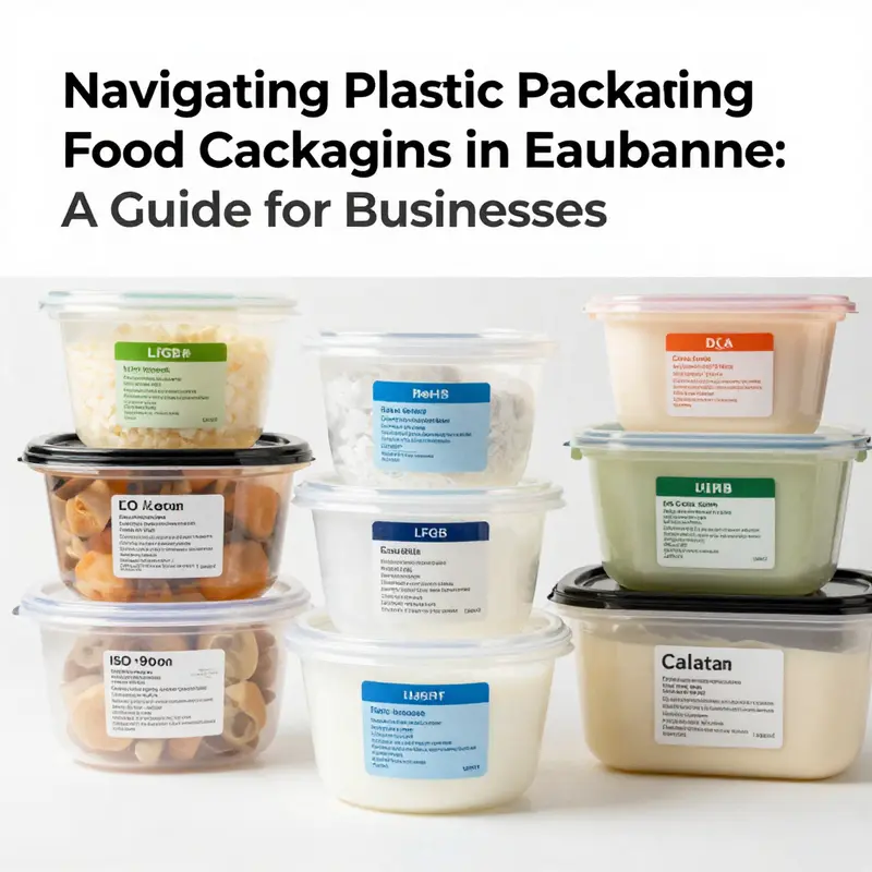 Certified plastic food containers featuring essential compliance labels for the European market.