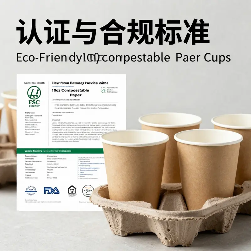 Highlighting the eco-friendly materials and features of 10oz compostable paper cups.
