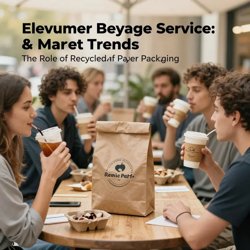 Recycled kraft paper packaging prominently displayed in an artisan café, underlining sustainable practices.