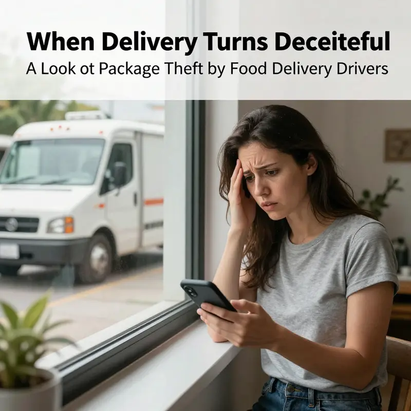 Surveillance footage of the food delivery driver caught stealing packages in Miami.