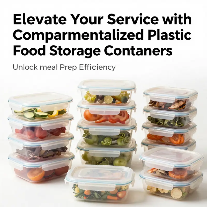 A collection of compartmentalized plastic food storage containers filled with diverse foods, showcasing their functionality in meal preparation.