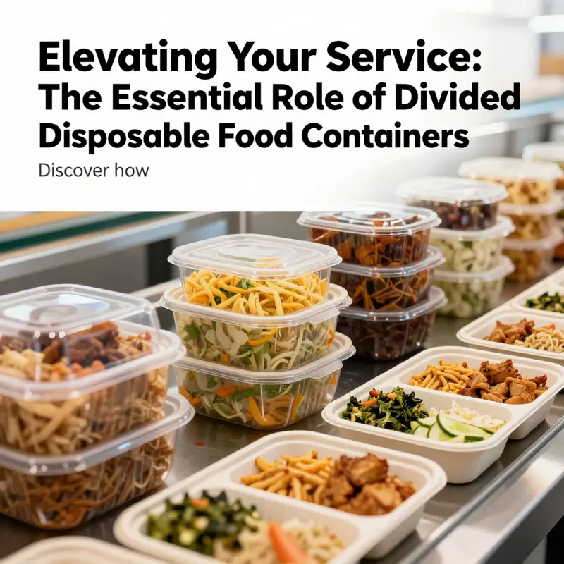 A colorful arrangement of divided disposable food containers filled with various meals, reflecting the article's focus on packaging solutions.