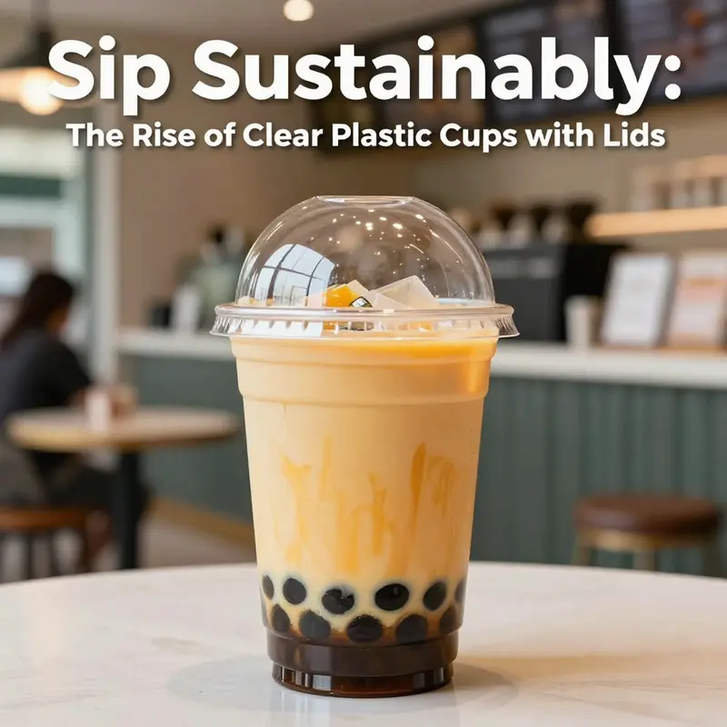 Clear plastic cup with lid containing bubble tea, representing the article's topic on clear plastic cup applications.