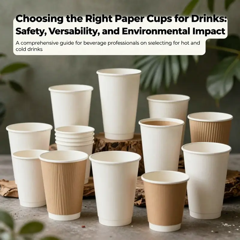 Artistic display of paper cups suitable for hot and cold drinks, reflecting quality and diversity in beverage service.