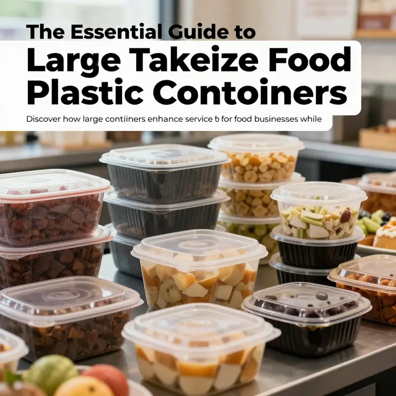 Assortment of large takeout food containers filled with a variety of meals, set in a warm restaurant environment.