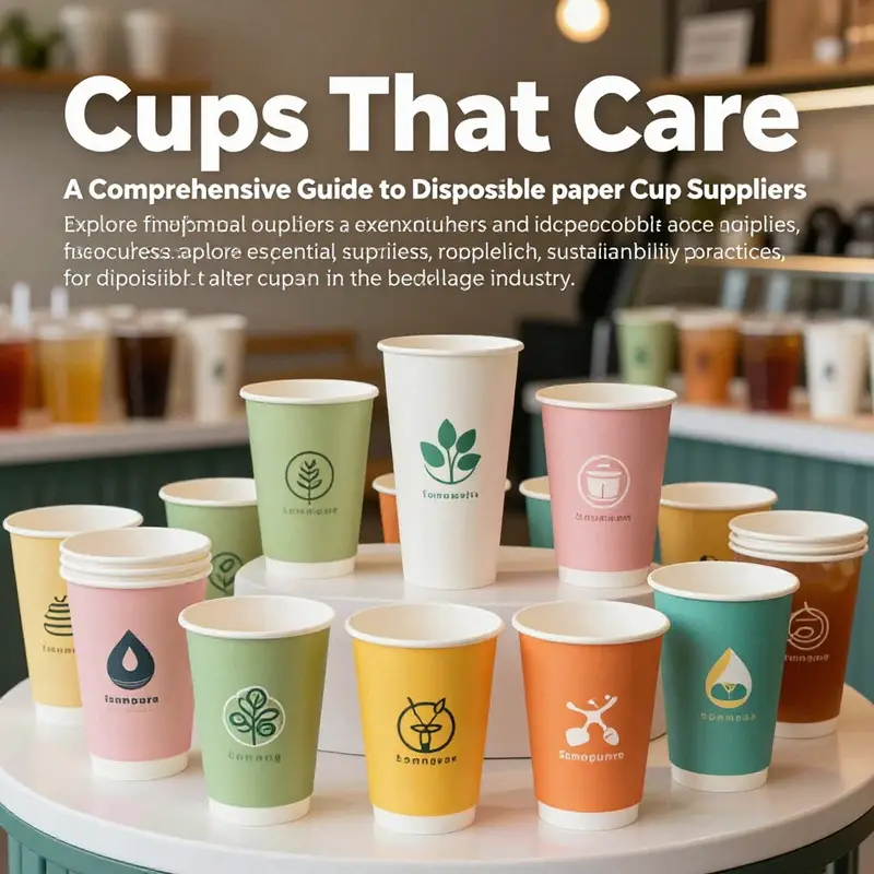 Colorful disposable paper cups arranged attractively, symbolizing the beverage service industry.