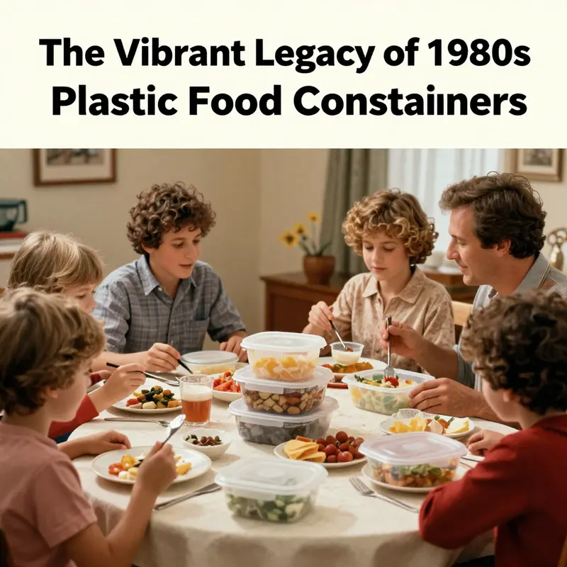 A range of colorful 1980s plastic food containers featuring unique designs and clever lid systems.