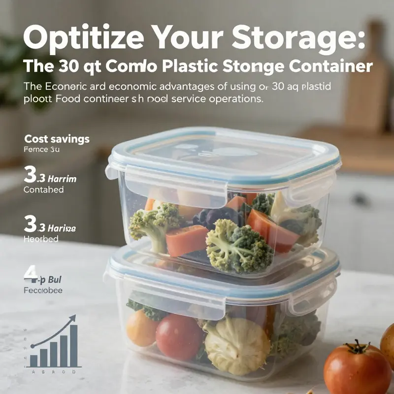 An organized kitchen featuring the 30 qt combo plastic food storage container, highlighting its dual-compartment design.