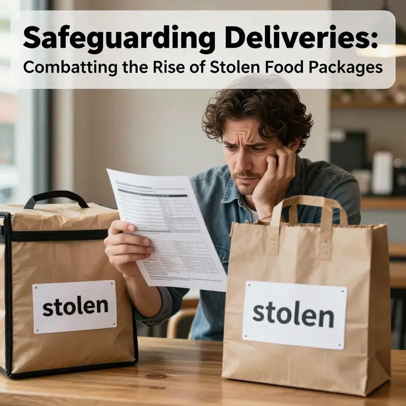 The precarious balance of urban safety amidst the rise of food delivery package theft.