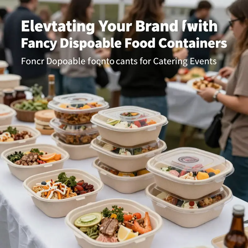 Beautifully arranged fancy disposable food containers that combine sustainability with stylish design.