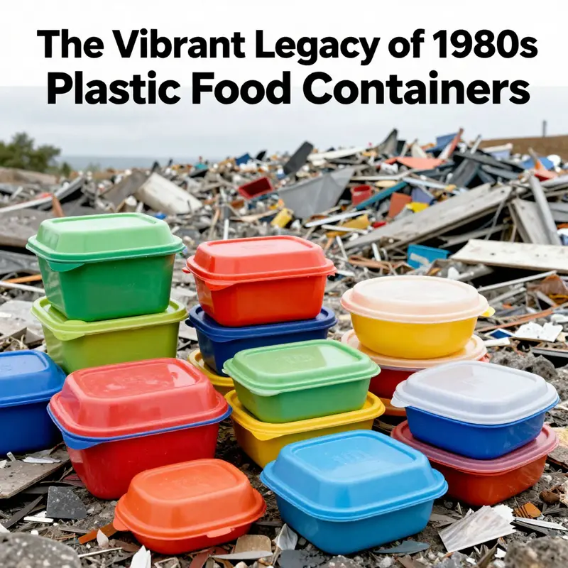 A range of colorful 1980s plastic food containers featuring unique designs and clever lid systems.
