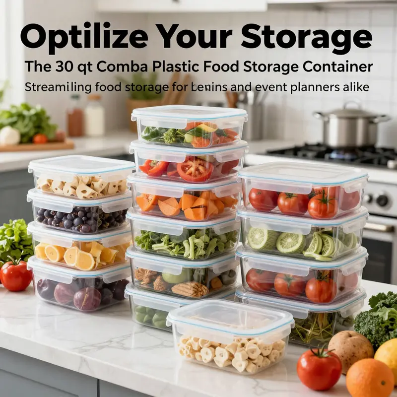 An active kitchen environment showcasing multiple 30 qt combo food storage containers being utilized.