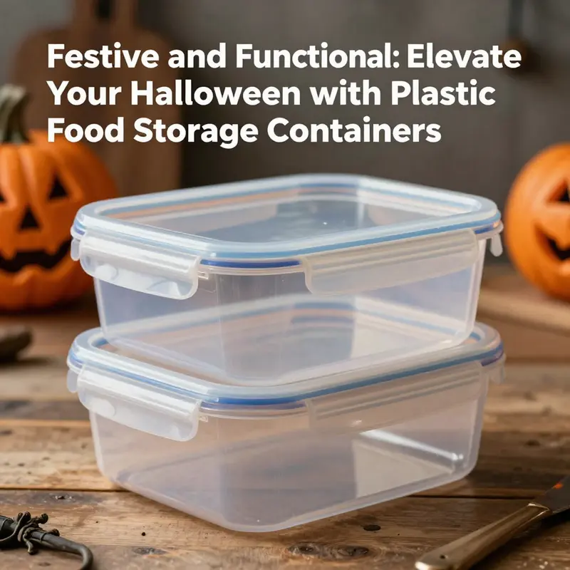 A collection of various Halloween plastic food storage containers, showcasing their festive designs and functionality.