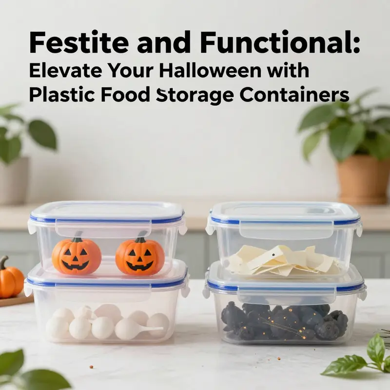 A collection of various Halloween plastic food storage containers, showcasing their festive designs and functionality.