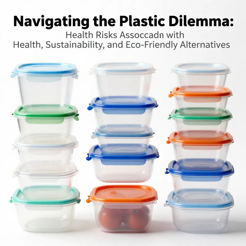 An infographic illustrating the health risks linked to the use of plastic food storage containers.