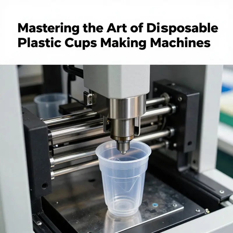 A high-tech plastic cup making machine demonstrating the thermoforming process.