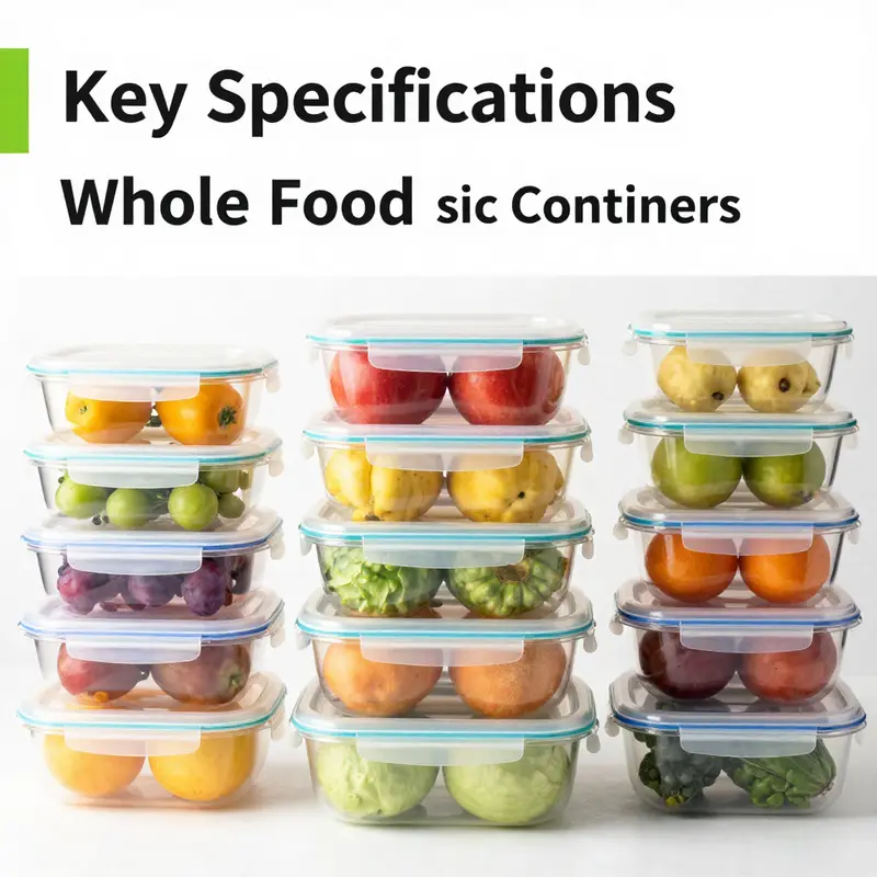 An array of whole food plastic containers demonstrating their versatility and food safety specifications.