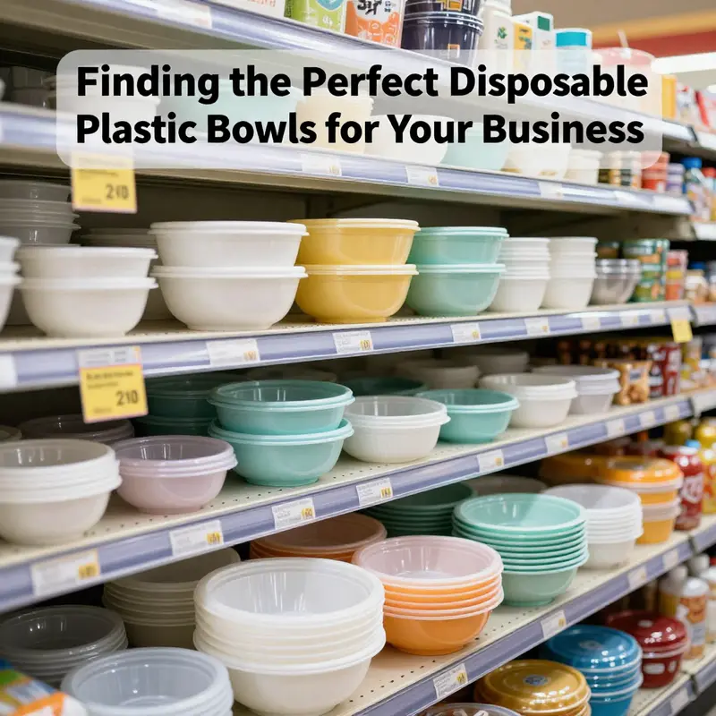 Warehouse filled with assorted disposable plastic bowls ready for distribution.