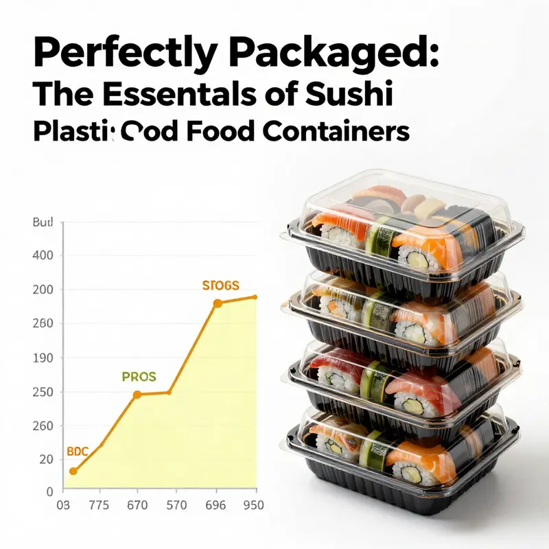 A variety of sushi plastic food containers demonstrating their functional features.