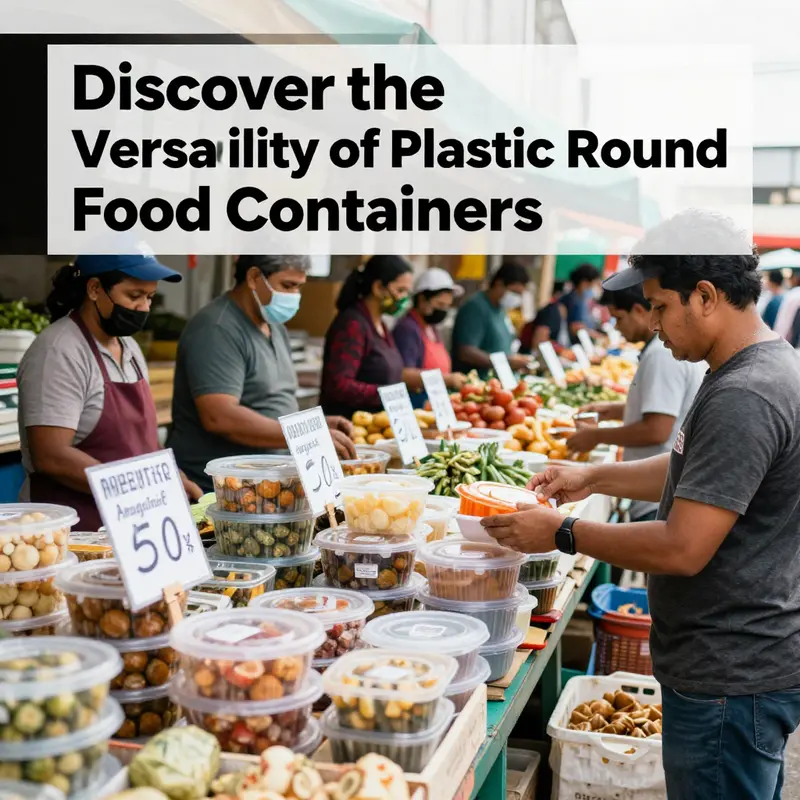 A range of plastic round food containers showcasing different applications in food service.