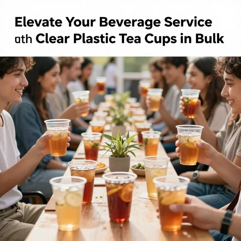 Customers at an outdoor event enjoying drinks from clear plastic tea cups.