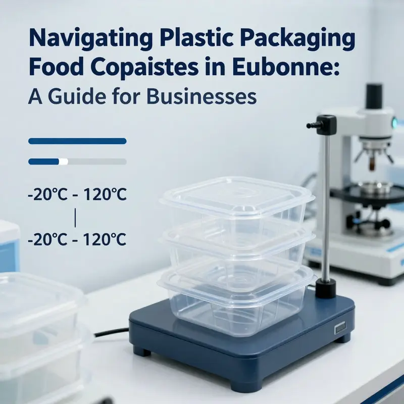 Certified plastic food containers featuring essential compliance labels for the European market.