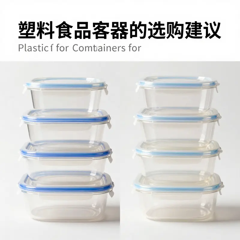 A variety of plastic food containers with safety labels, illustrating the importance of material identification.
