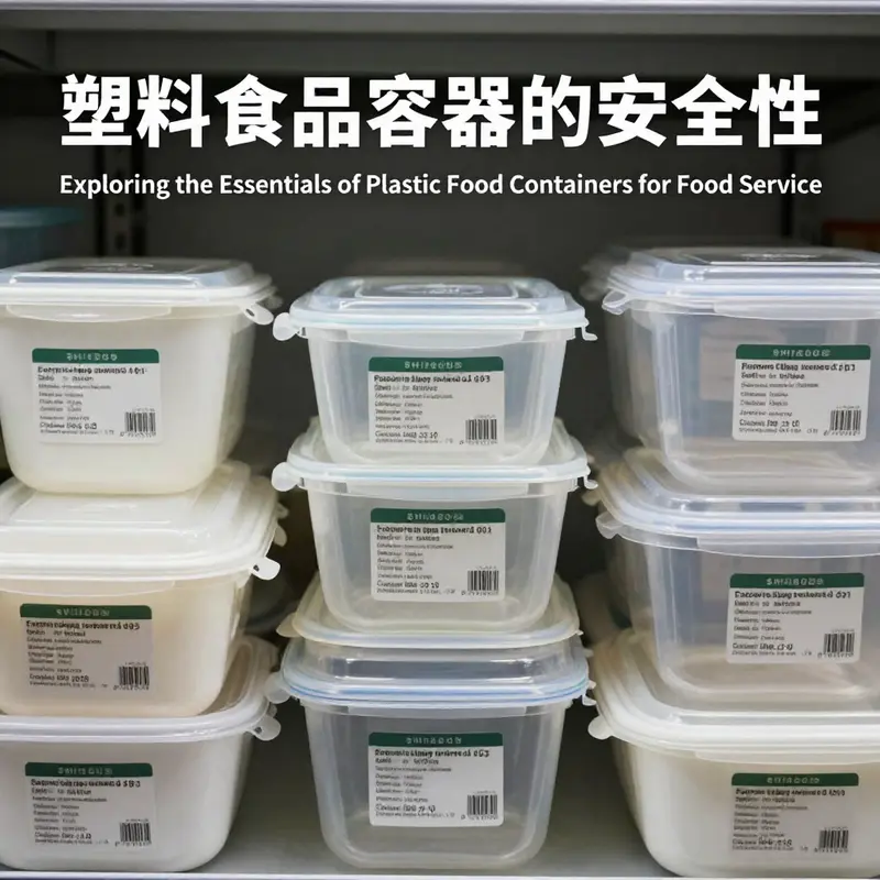 A variety of plastic food containers with safety labels, illustrating the importance of material identification.