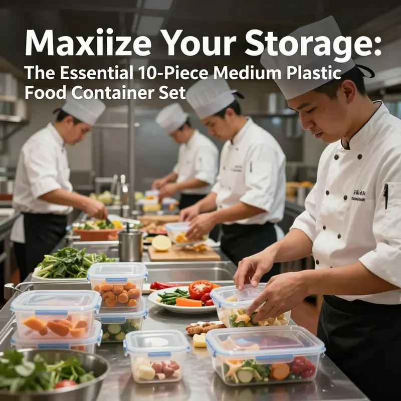 The vibrant display of the 10-piece plastic food container set, highlighting its versatility and aesthetic appeal.