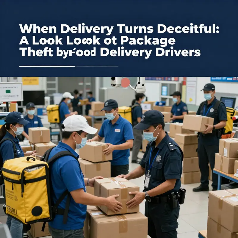 Surveillance footage of the food delivery driver caught stealing packages in Miami.