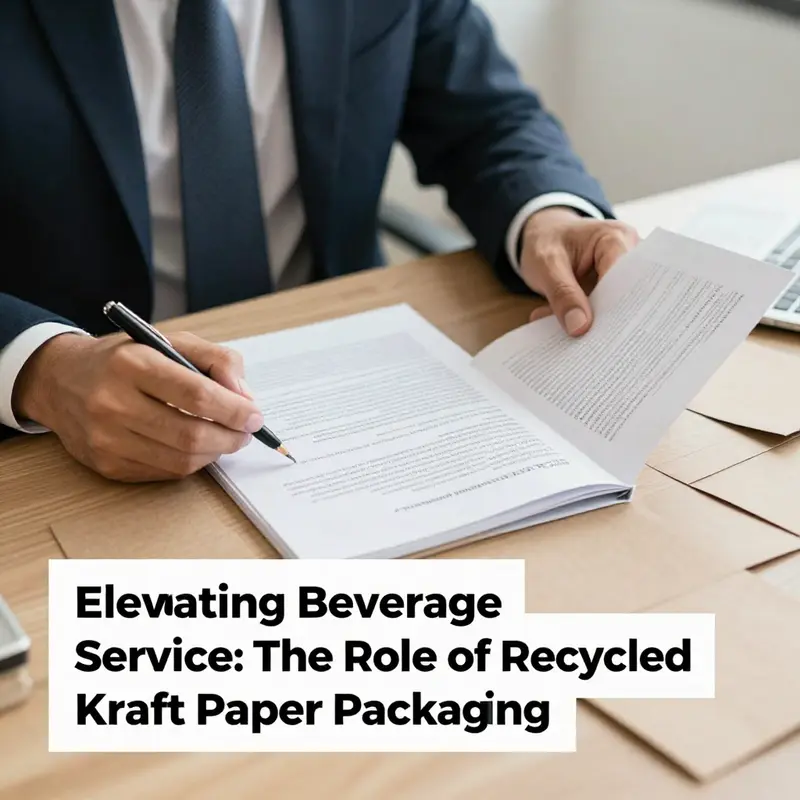 Recycled kraft paper packaging prominently displayed in an artisan café, underlining sustainable practices.