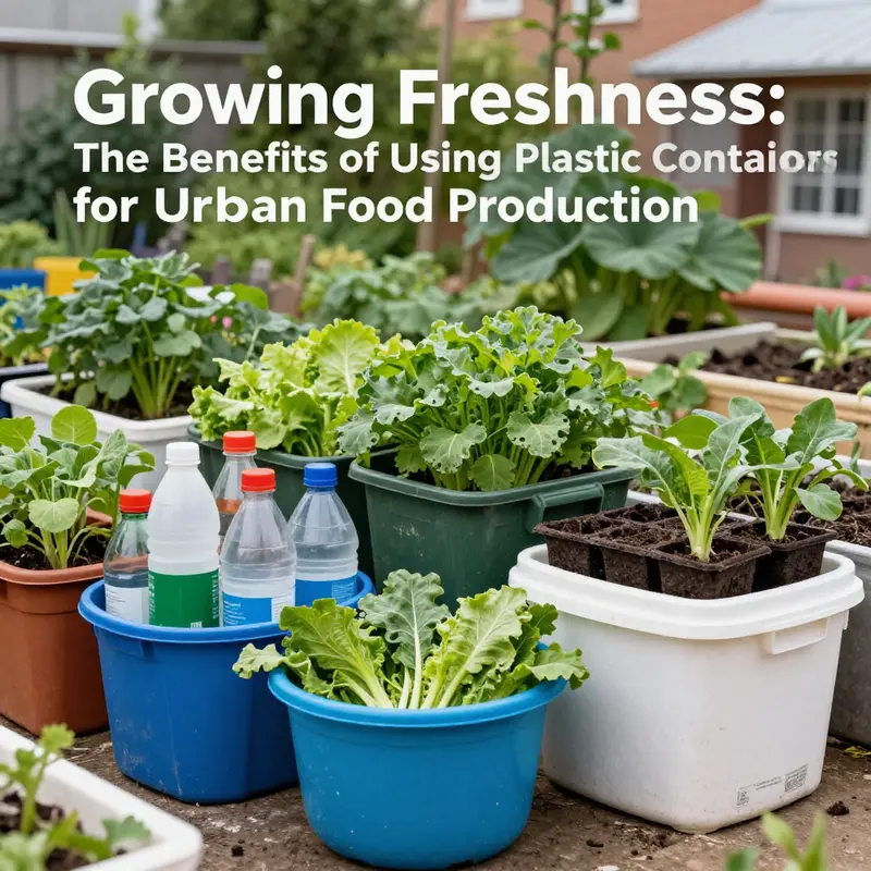 Repurposed plastic containers ideal for urban gardening, showcasing their potential in creating vibrant green spaces.