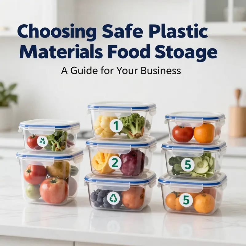 An array of safe plastic food storage containers, highlighting suitable materials for food safety.