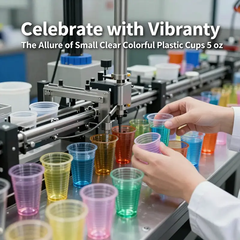 A vibrant array of small clear colorful plastic cups ready to catch the eye of consumers.