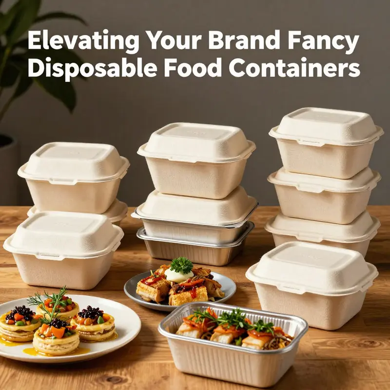 Beautifully arranged fancy disposable food containers that combine sustainability with stylish design.