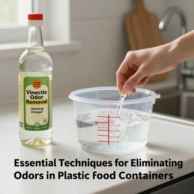Using baking soda to soak and cleanse plastic food containers effectively.