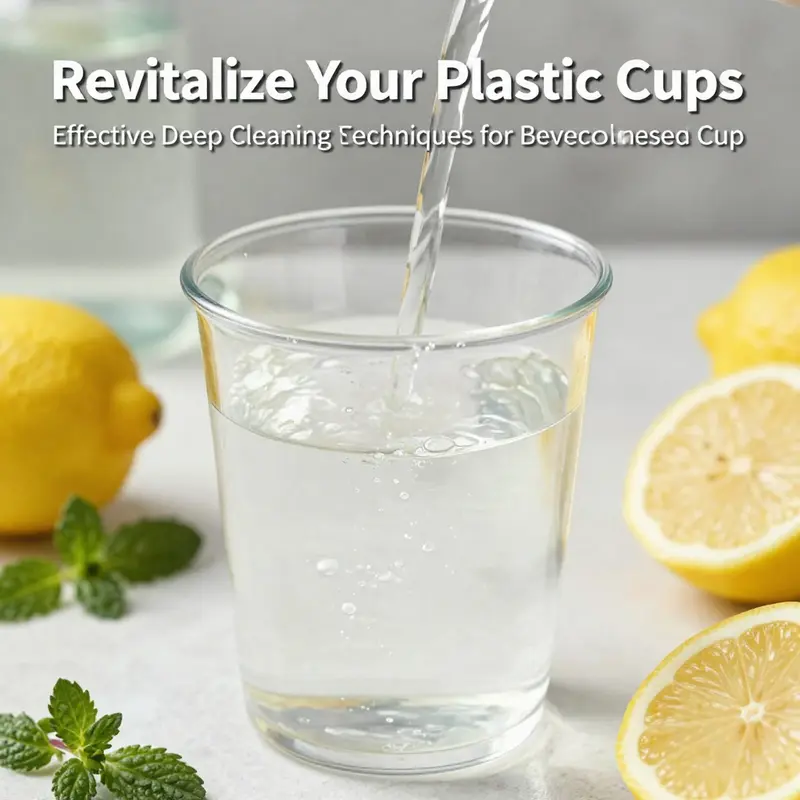 Baking soda paste applied to a discolored plastic cup, ready for cleaning.