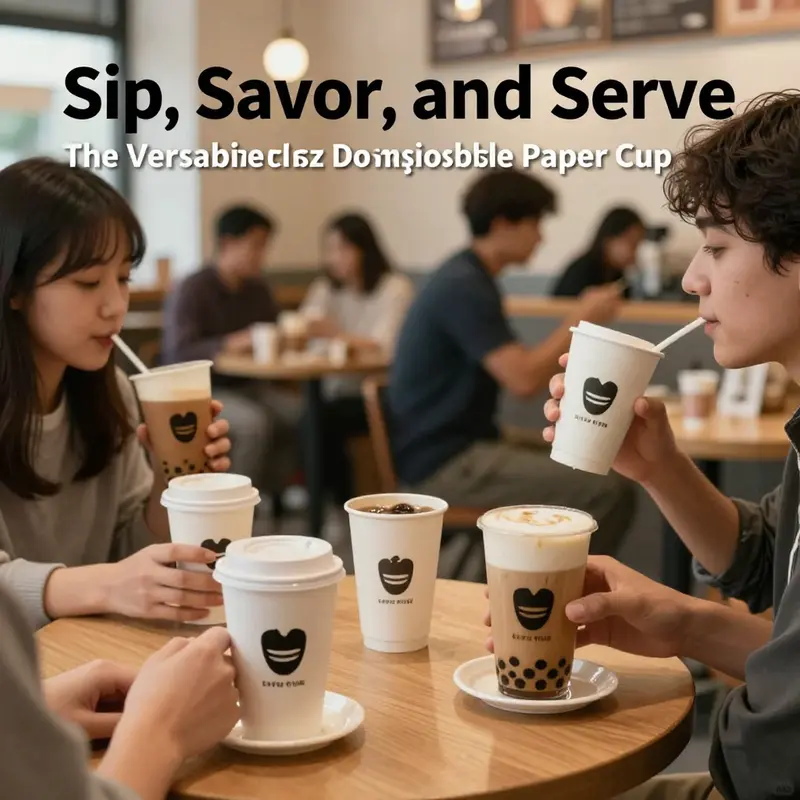 5oz disposable paper cups used in a café setting, highlighting their versatility in serving various beverages.