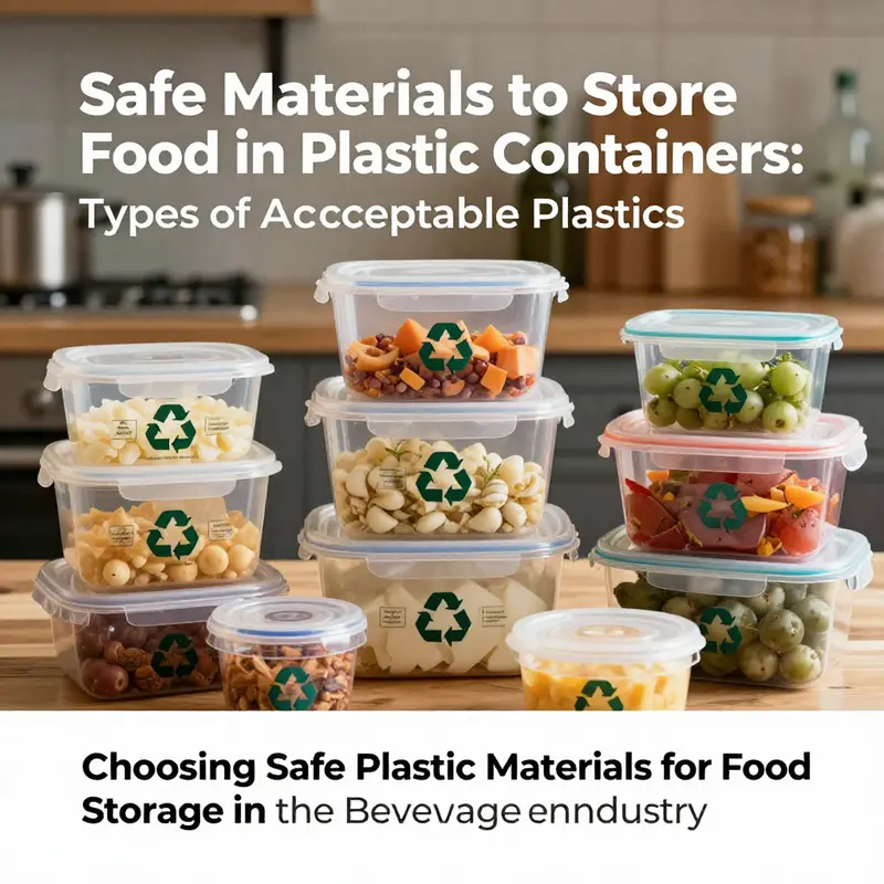 Various types of food-grade plastic containers suitable for storing different beverages and food items.