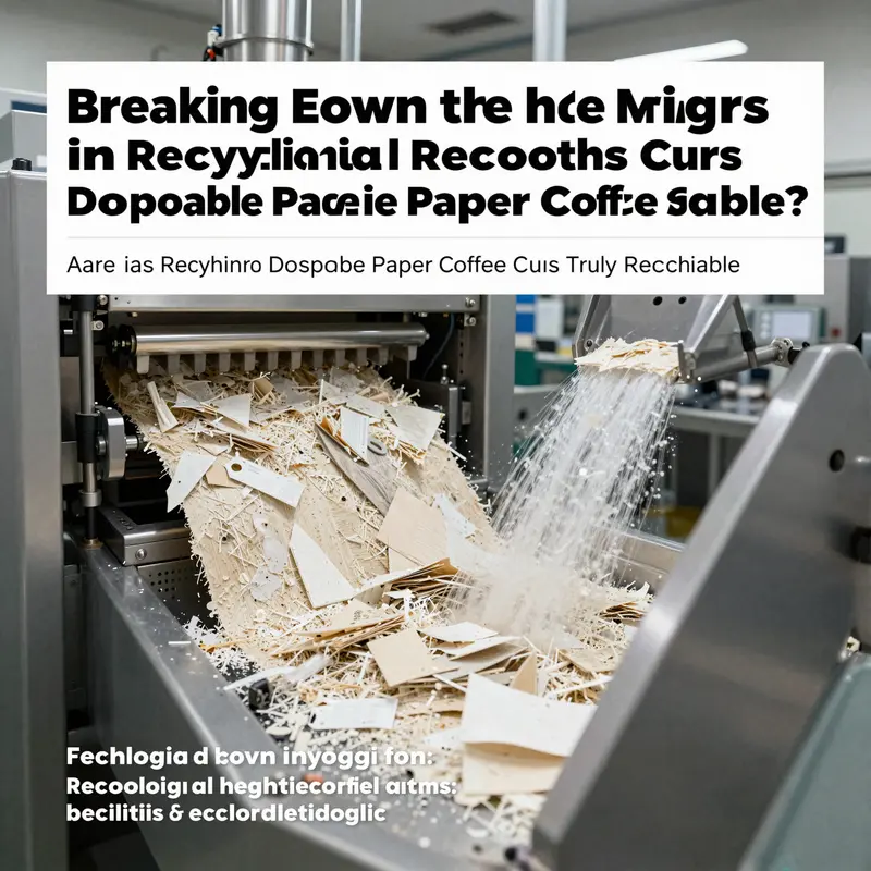 Landfill overflowing with waste, including non-recyclable disposable paper coffee cups.