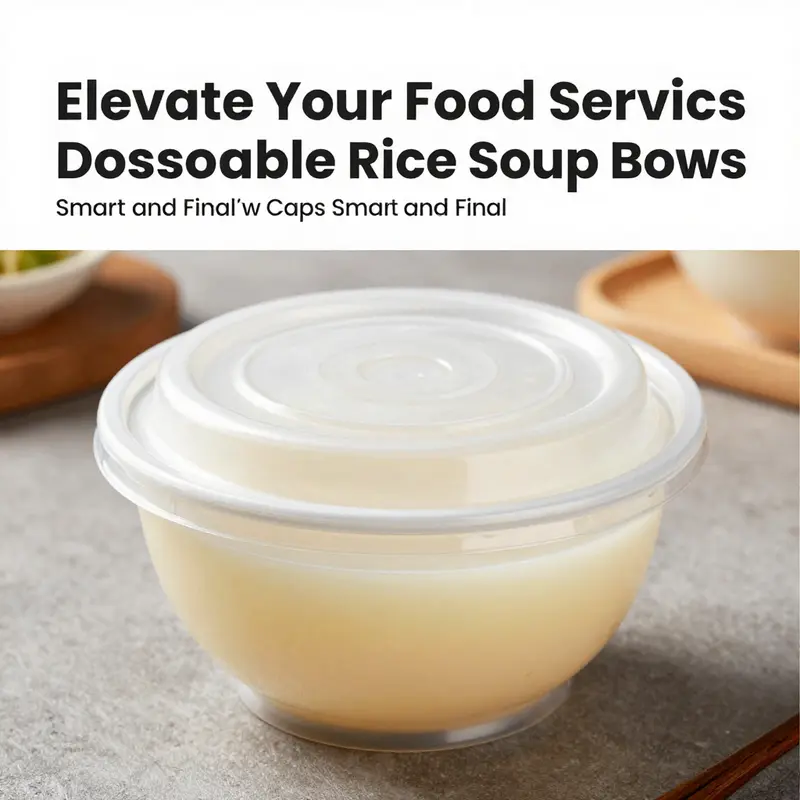 Smart and Final’s plastic disposable rice soup bowls showcasing their sturdy polypropylene construction.
