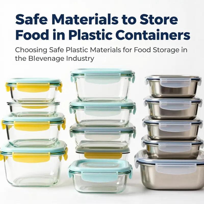 Various types of food-grade plastic containers suitable for storing different beverages and food items.