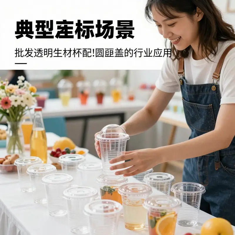 A variety of clear plastic cups with dome lids displayed in a vibrant café setting, showcasing their design and functionality.