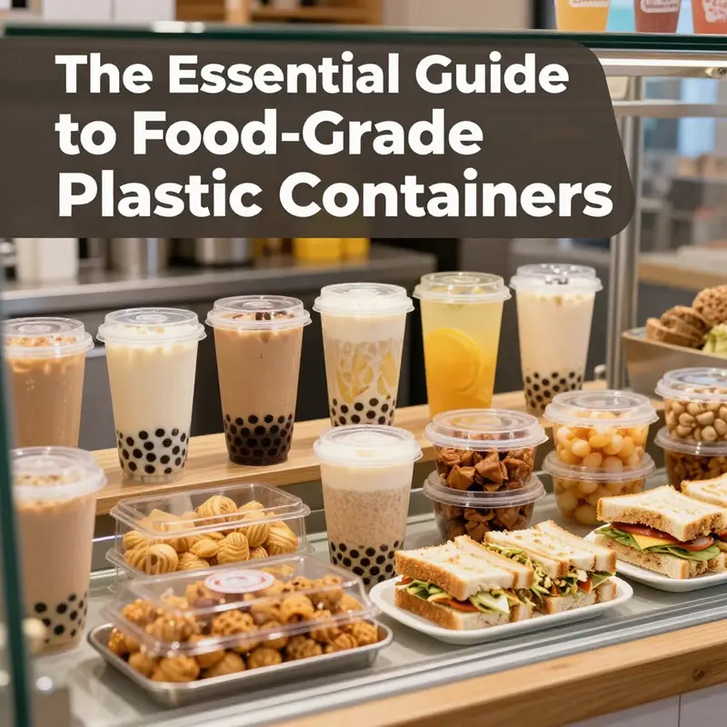 A visual representation of different food-grade plastic containers and their materials, emphasizing safety standards.