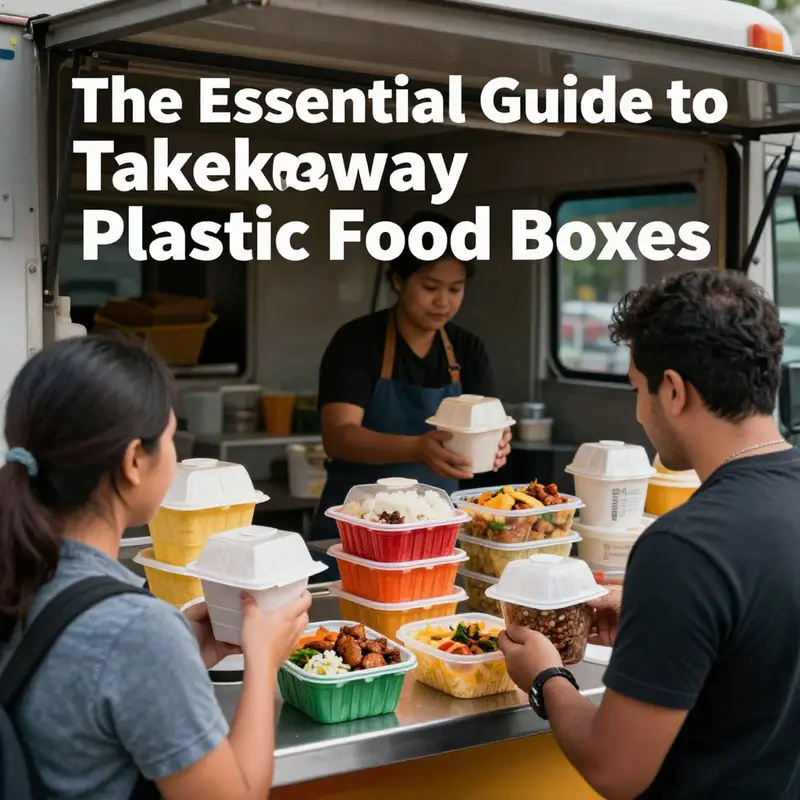 Diverse takeaway plastic food boxes highlighting material characteristics like polypropylene’s safety and durability.