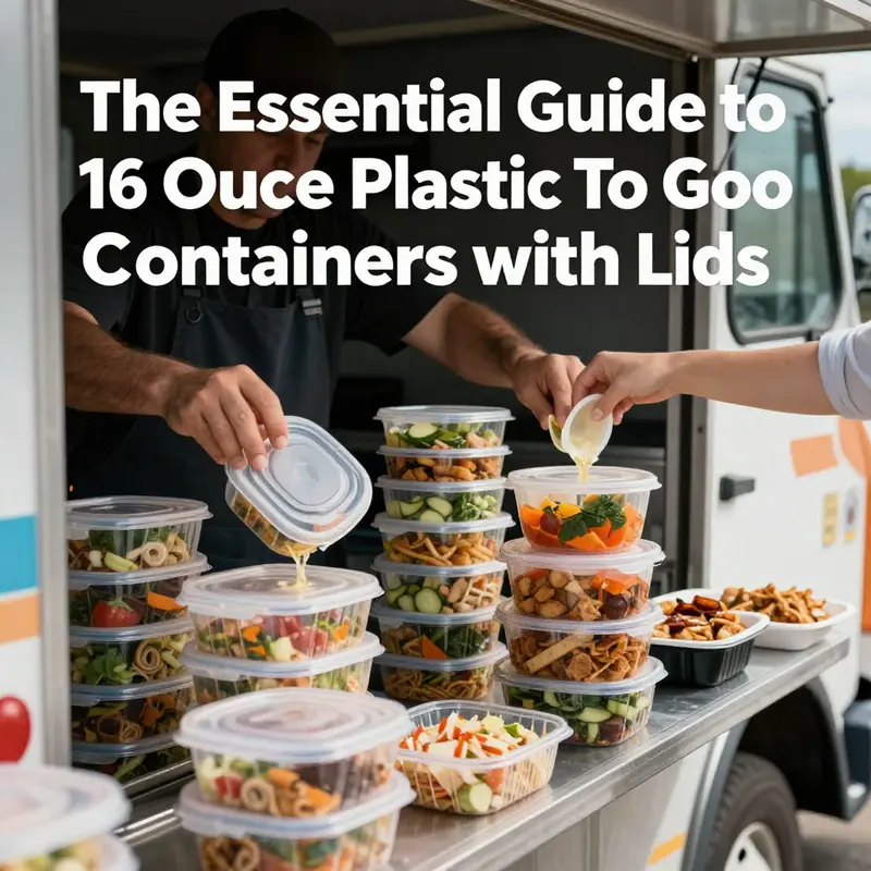 A transparent 16-ounce food container displaying its capacity and design features.