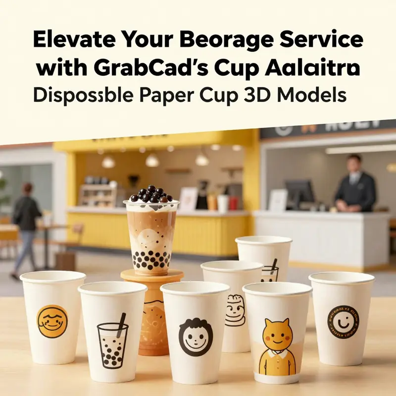 An illustrative representation of a disposable paper cup 3D model from GrabCAD, demonstrating design precision.